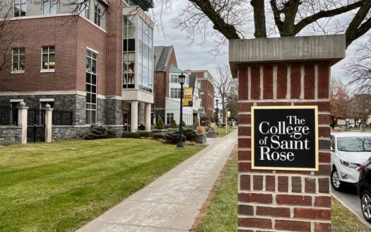 the college of saint rose 2023 december sign along sidewalk1200xx4032 2265 0 415